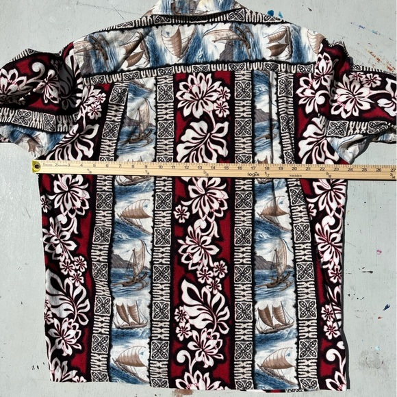 Men's RJC Hawaiian Shirt Multicolor Sailboat L Tropic Beach Luau Surf USA Island - Picture 11 of 14